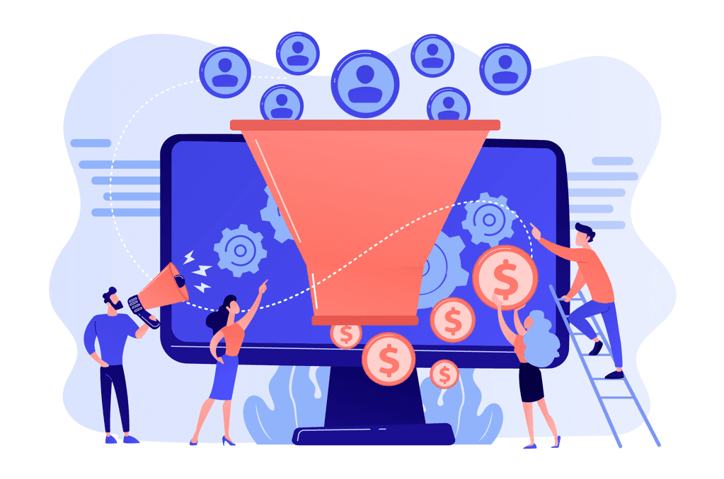 Picture shows the funnel of conversions