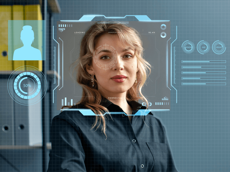 AI transforming women’s photo to headshot
